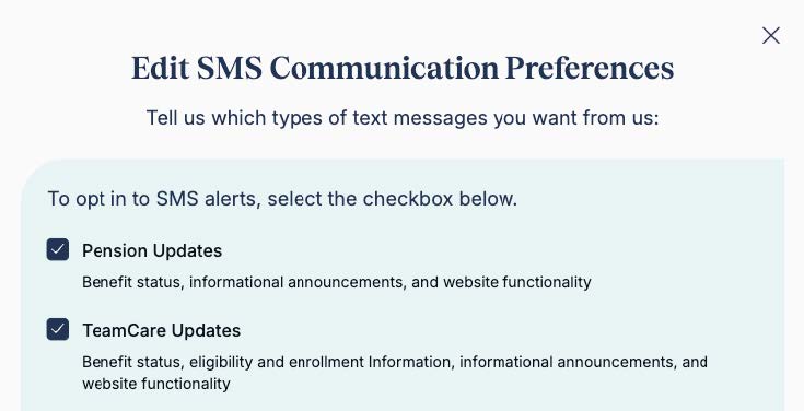 Edit SMS Preferences