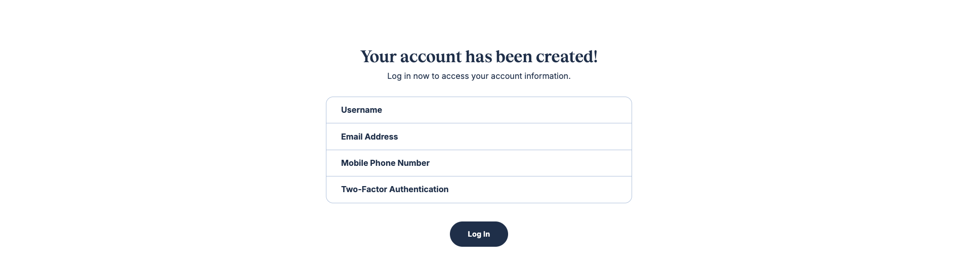 Account created