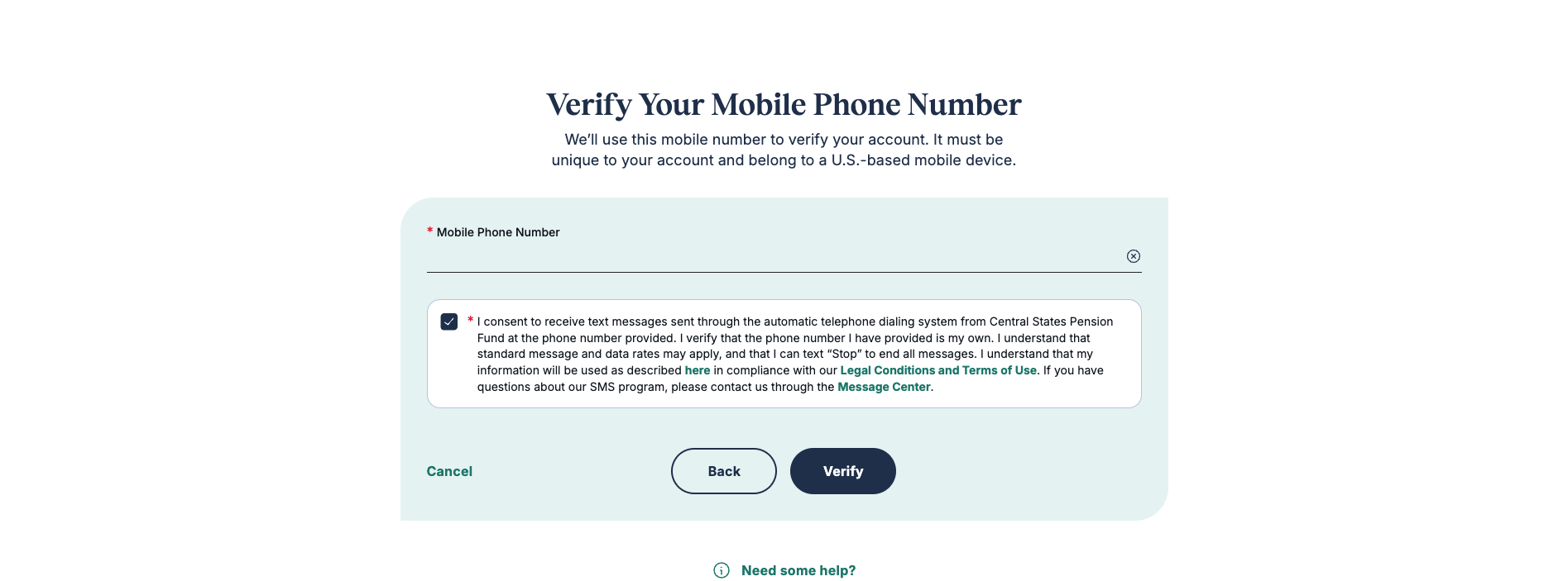 Verify mobile number